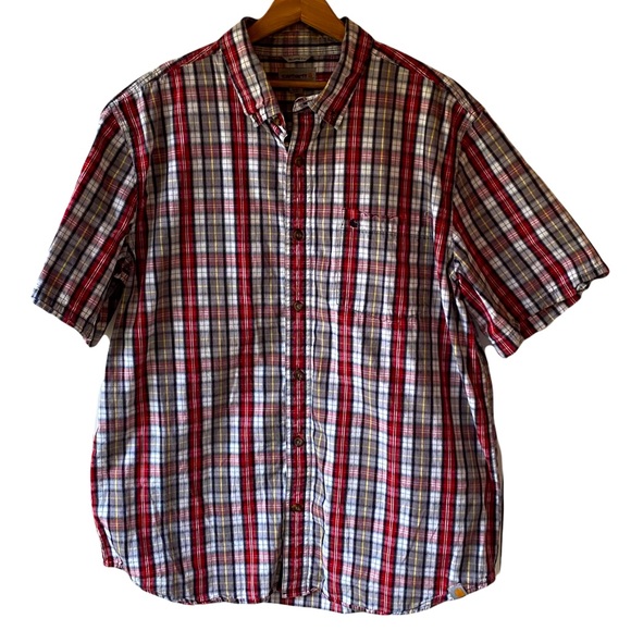 Carhartt Other - Carhartt Short Sleeve Button Plaid Shirt Official Pocket Front Size XL